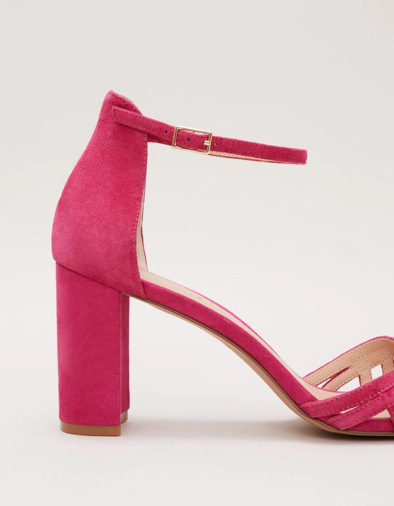 Suede Lattice Block Heel