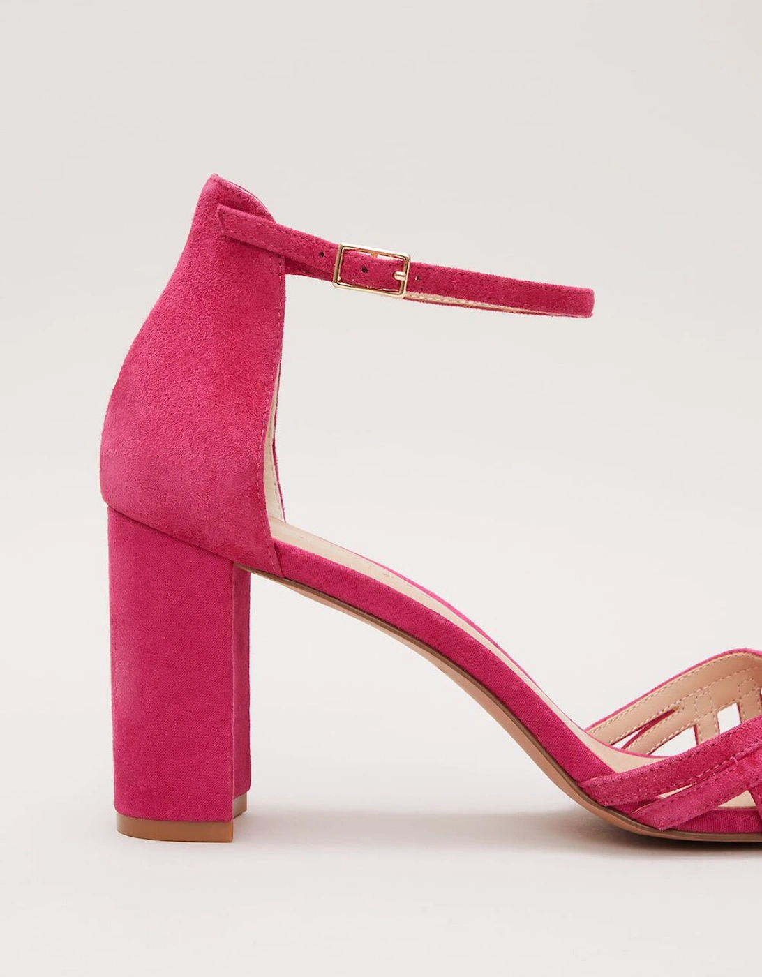 Suede Lattice Block Heel