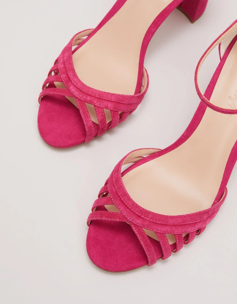 Suede Lattice Block Heel