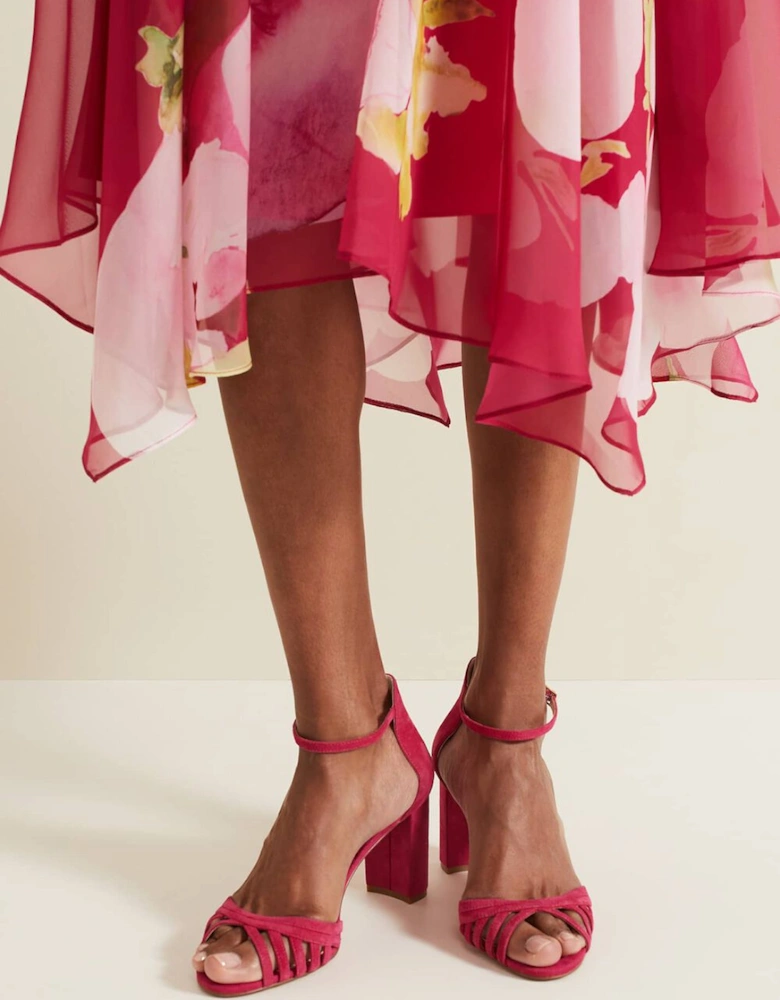 Suede Lattice Block Heel