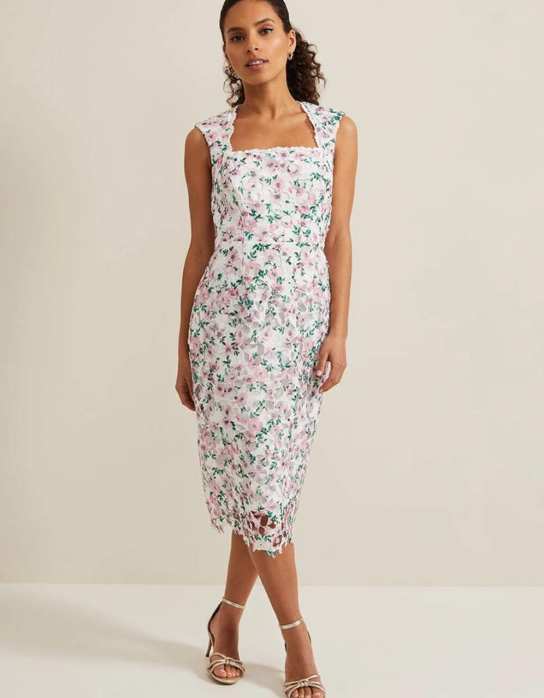 Petite Diana Floral Lace Midi Dress