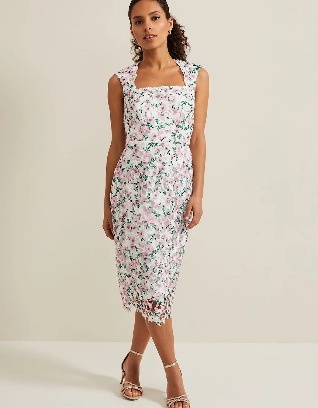 Petite Diana Floral Lace Midi Dress