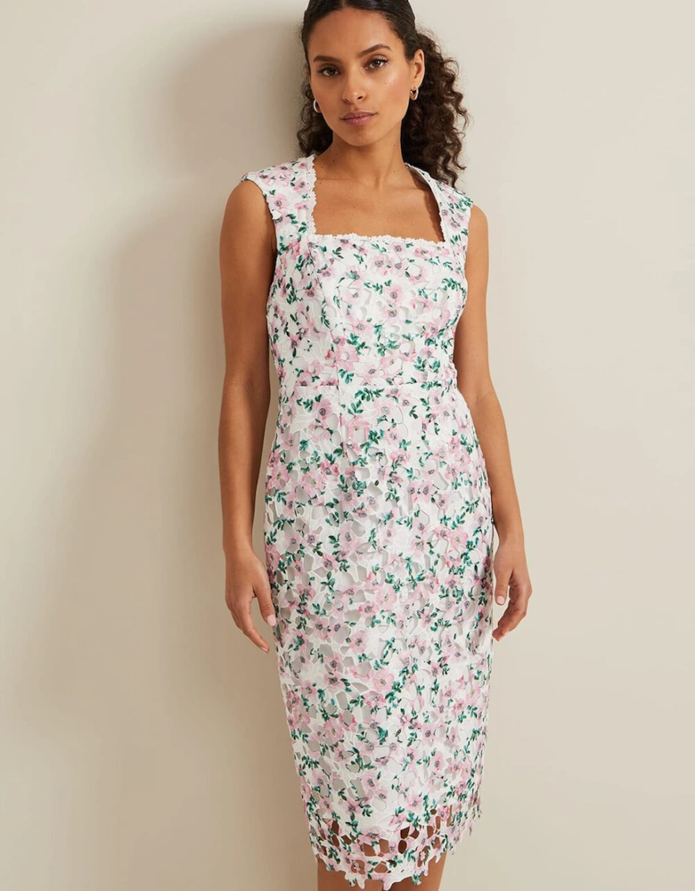 Petite Diana Floral Lace Midi Dress