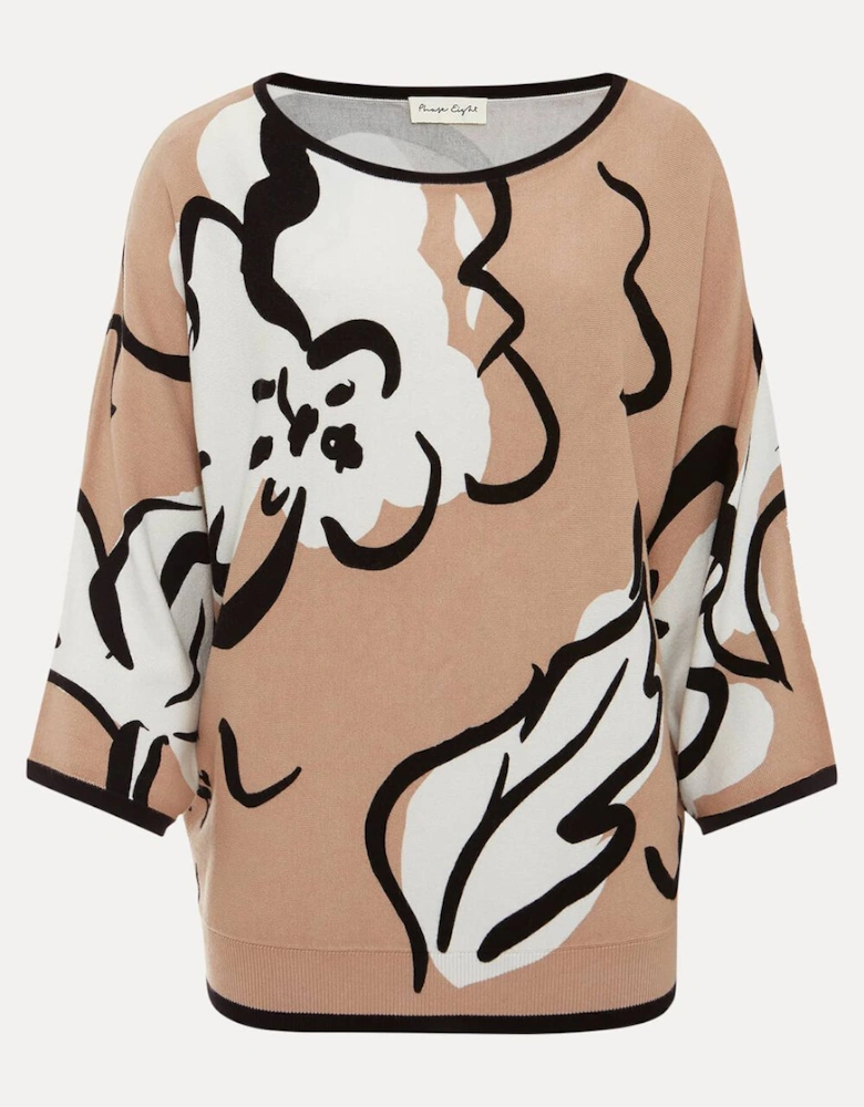 Laurie Ink Floral Knitted Top