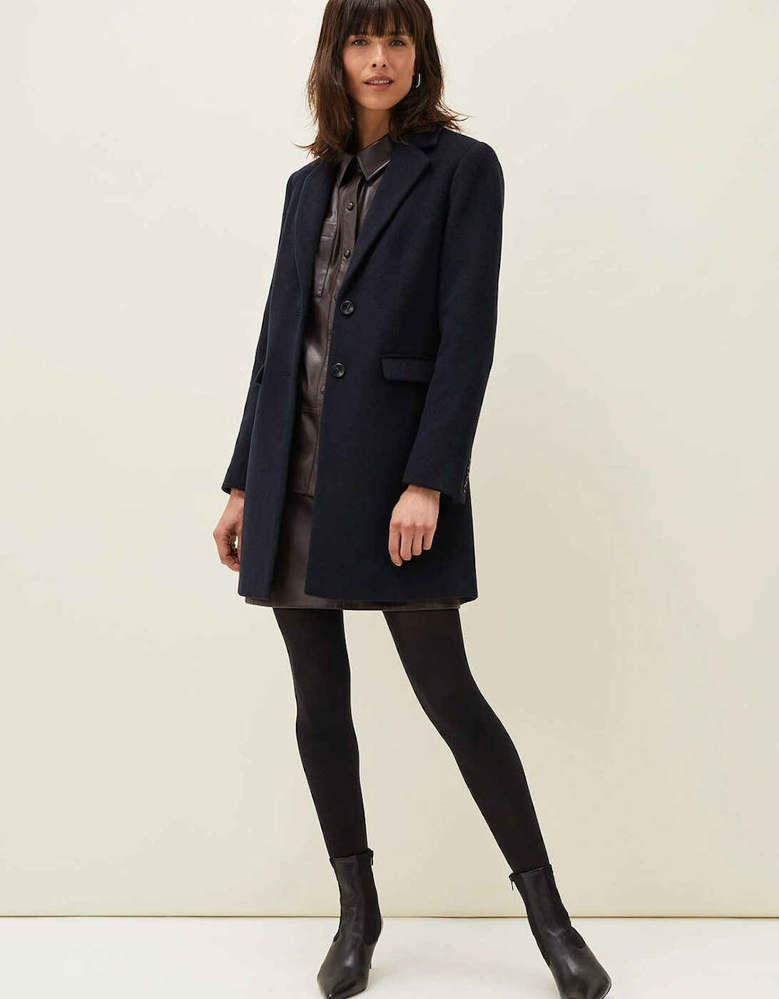 Lydia Navy Wool Smart Coat