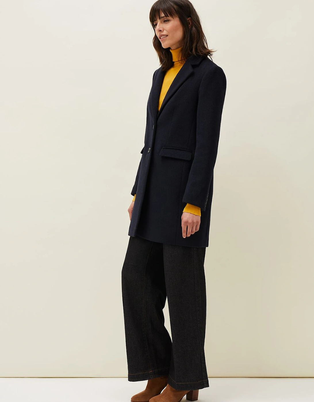 Lydia Navy Wool Smart Coat