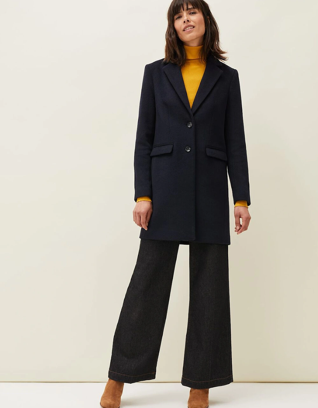 Lydia Navy Wool Smart Coat