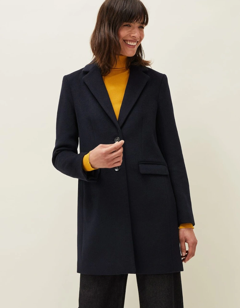 Lydia Navy Wool Smart Coat