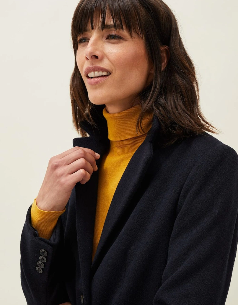 Lydia Navy Wool Smart Coat