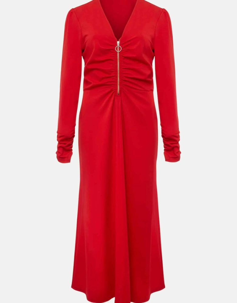 Irisa Zip Ruched Midi Dress