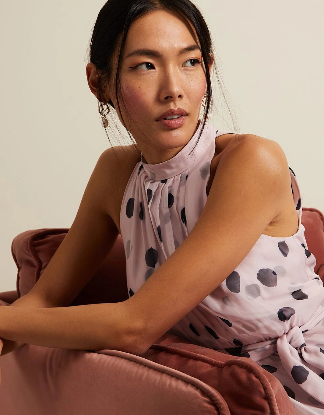 Naomi Spot Chiffon Dress