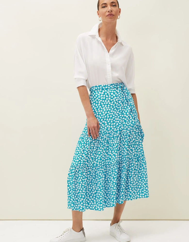 Tana Leaf Print Maxi Skirt