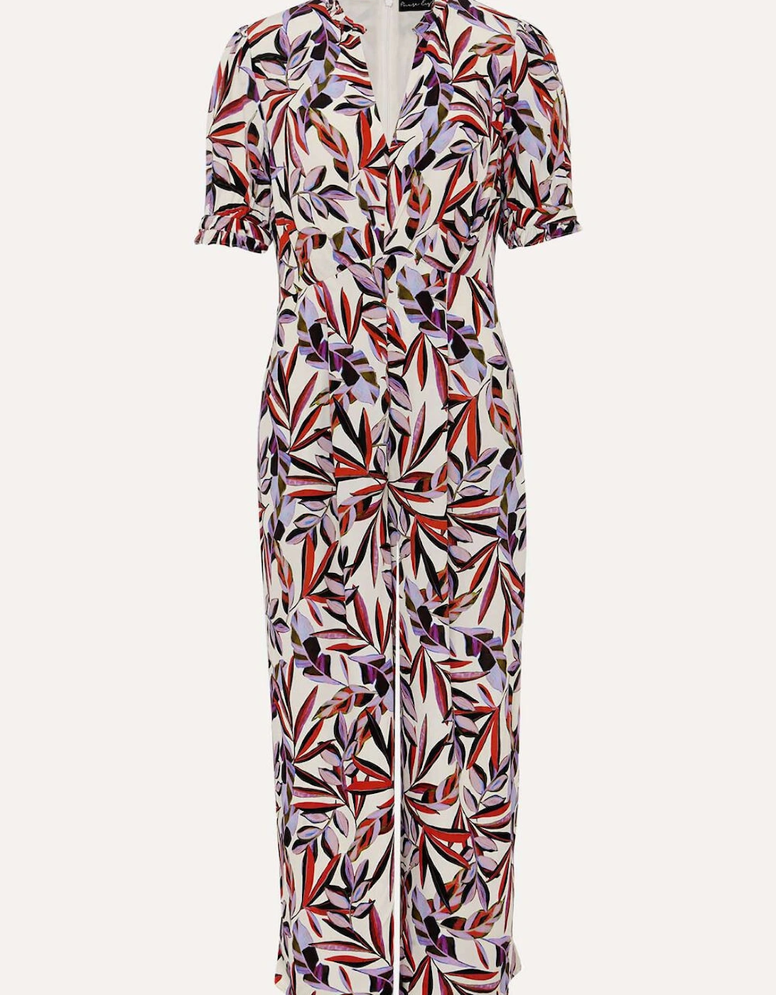 Astrid Leaf Print Cropped Wide Leg Jumpsuit