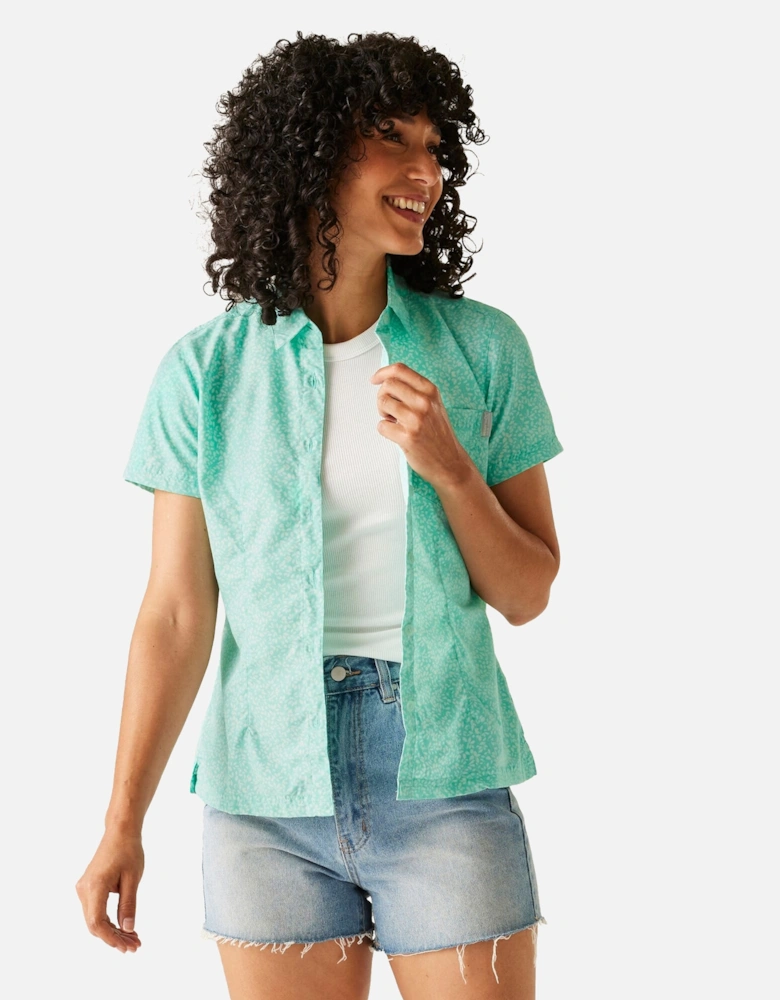 Womens/Ladies Mindano VIII Leaf Print Short-Sleeved Shirt