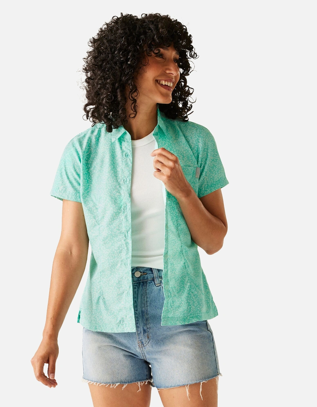 Womens/Ladies Mindano VIII Leaf Print Short-Sleeved Shirt