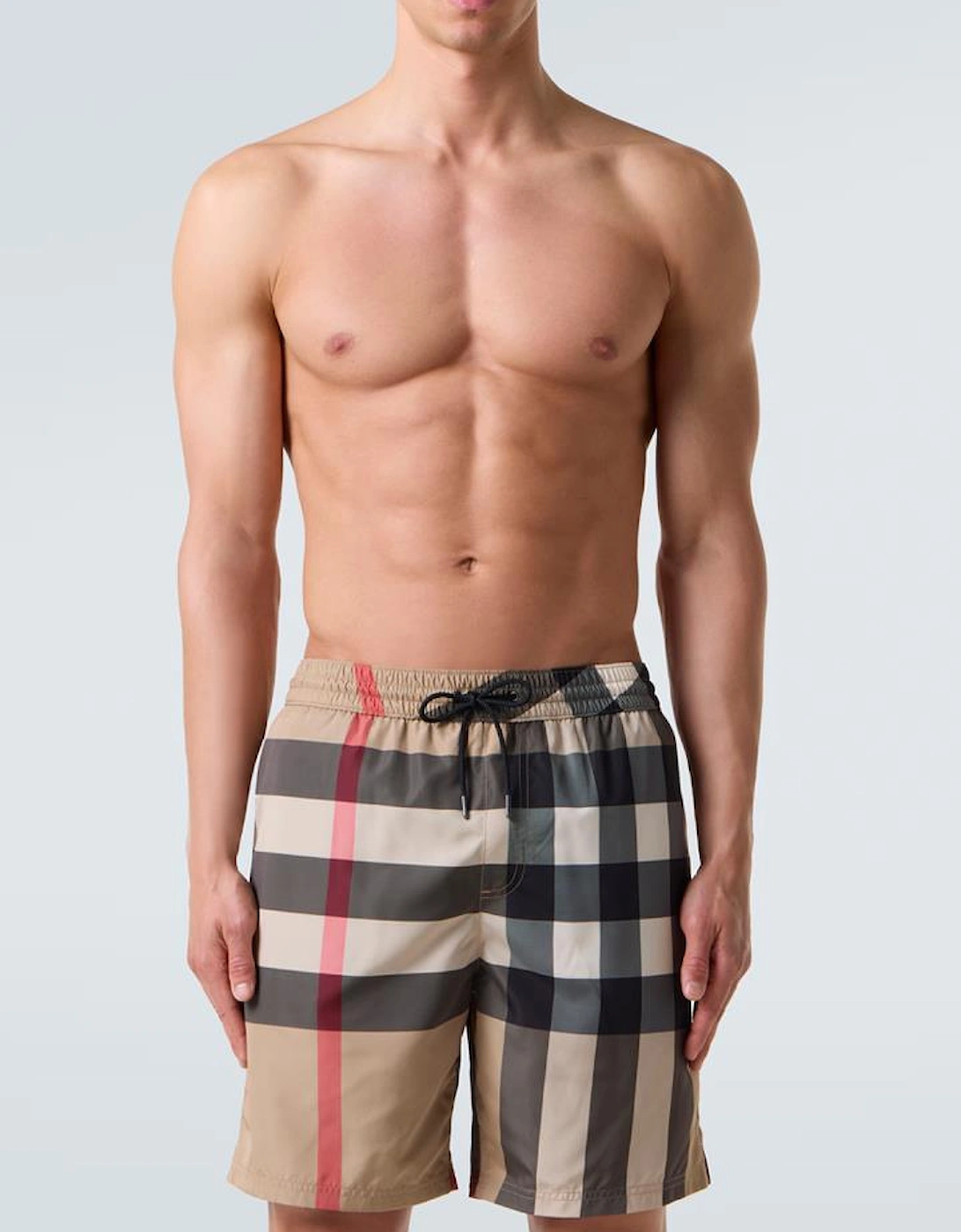 Check Swim Shorts in Beige