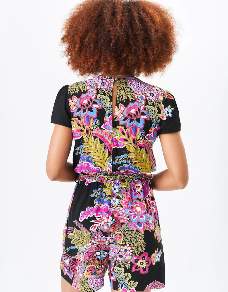 Multi Paisley Print Belted Wrap Playsuit