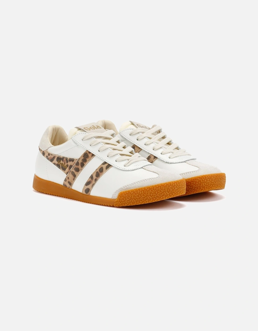 Elan Leather Women's White/Leopard/Off White Trainers, 9 of 8