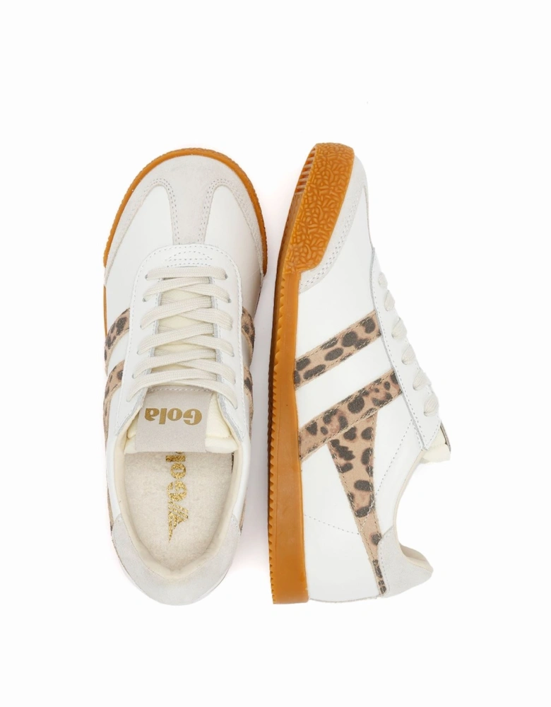 Elan Leather Women's White/Leopard/Off White Trainers