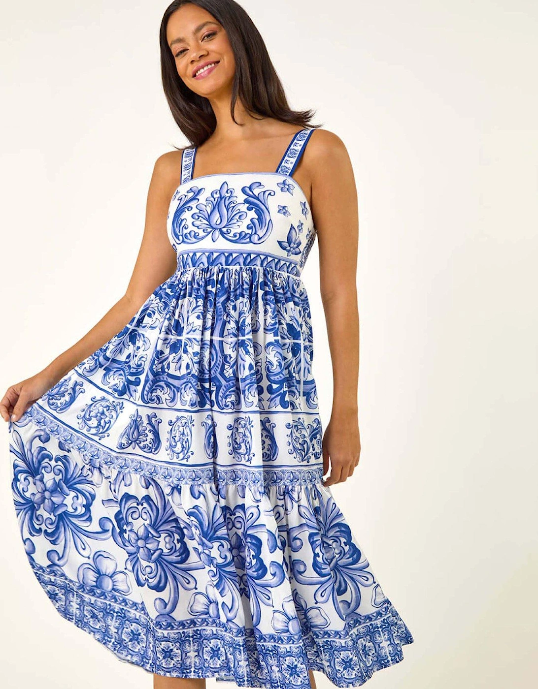 Dusk Baroque Strappy Midi Dress - Blue, 2 of 1