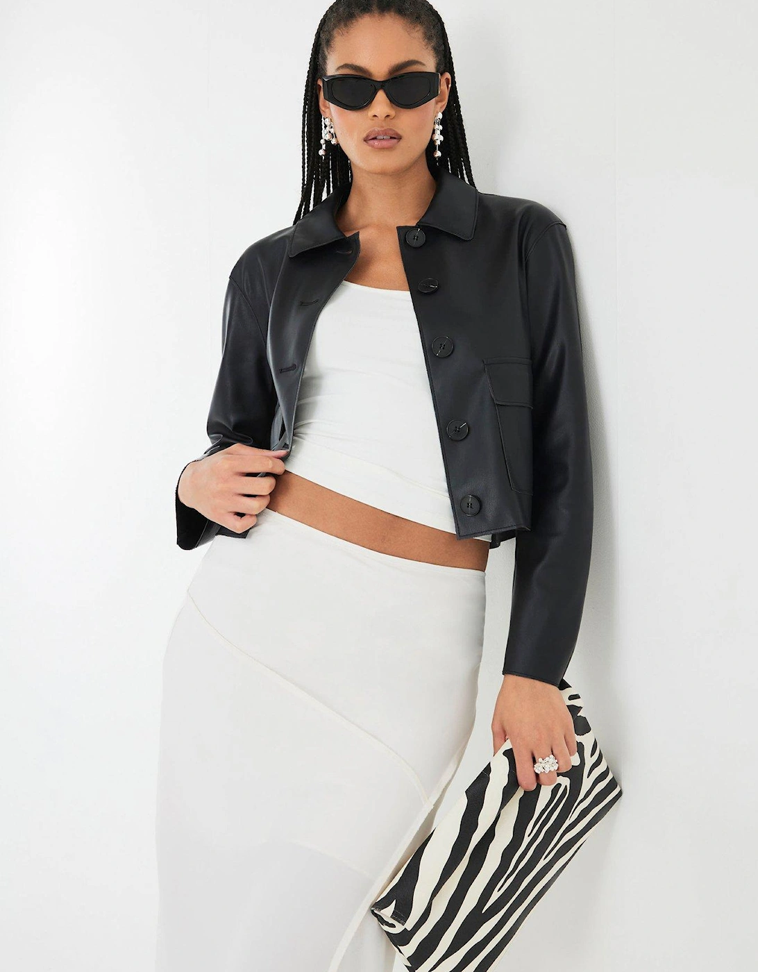 Pu Button Through Jacket - Black, 2 of 1