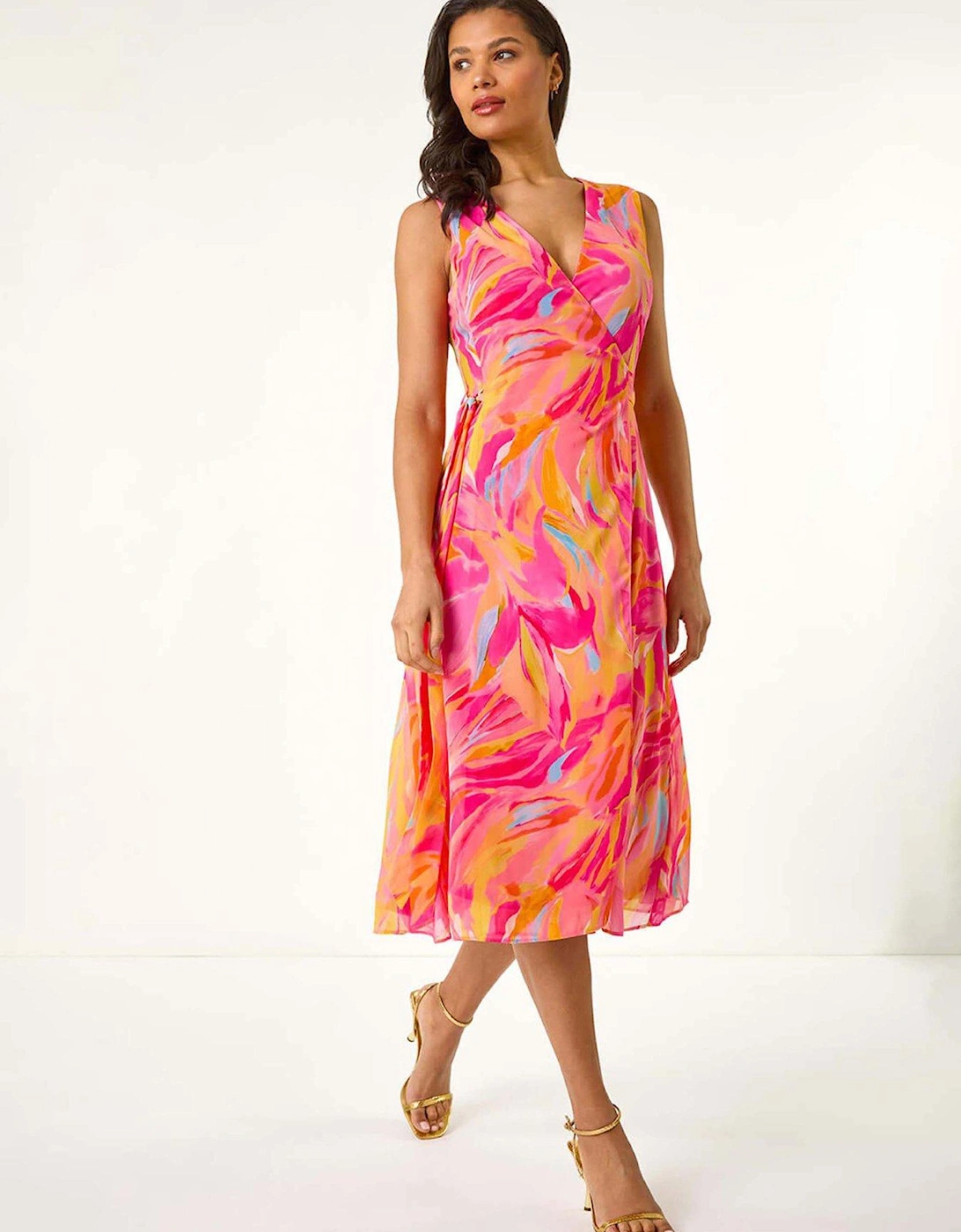 Floral Midi Wrap Dress - Pink, 2 of 1