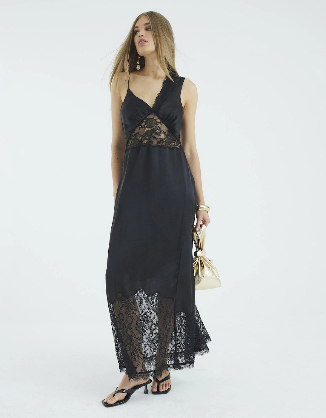 Premium Lace Satin Maxi Slip Dress, 2 of 1