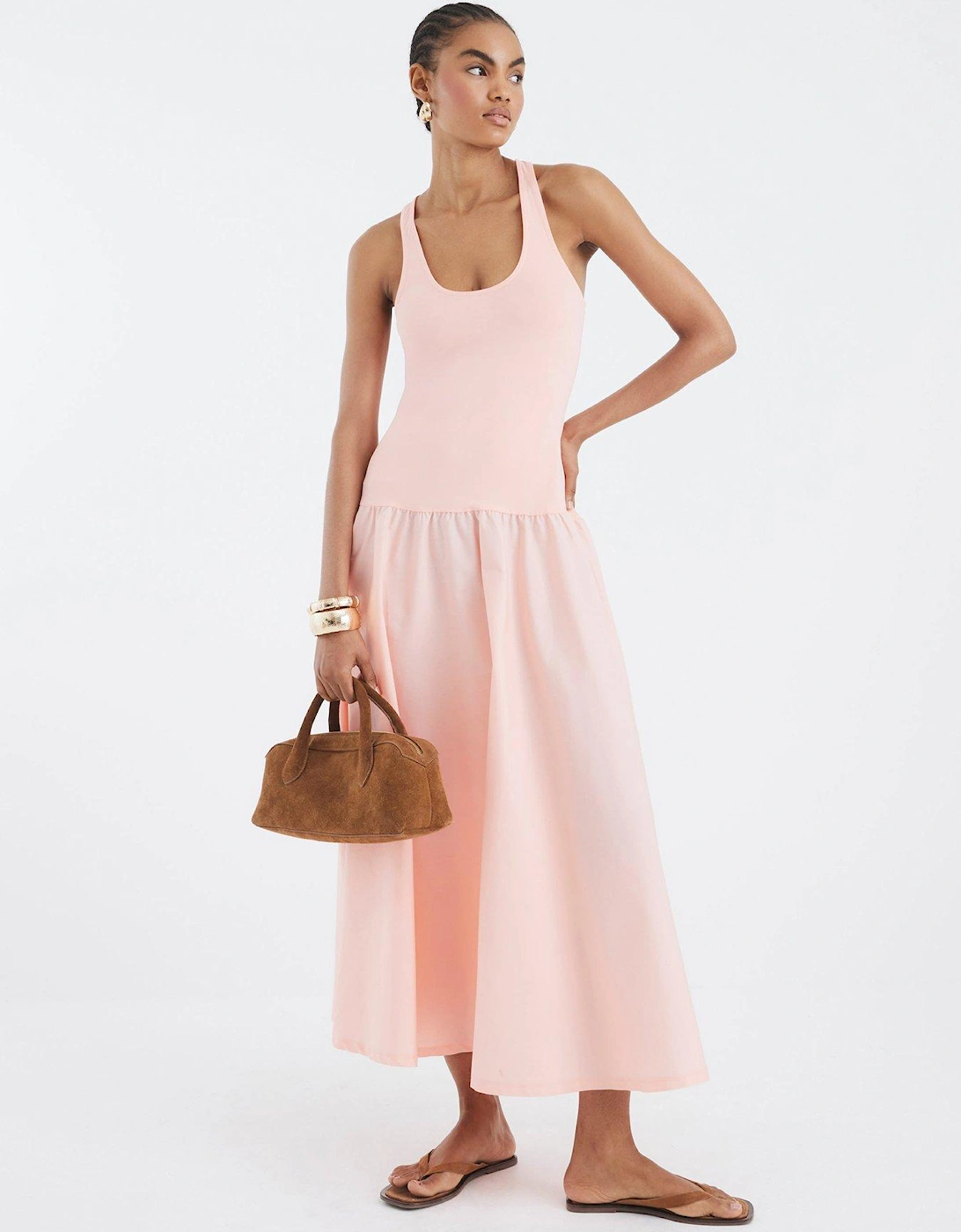 Scoop Poplin Mix Dress, 2 of 1