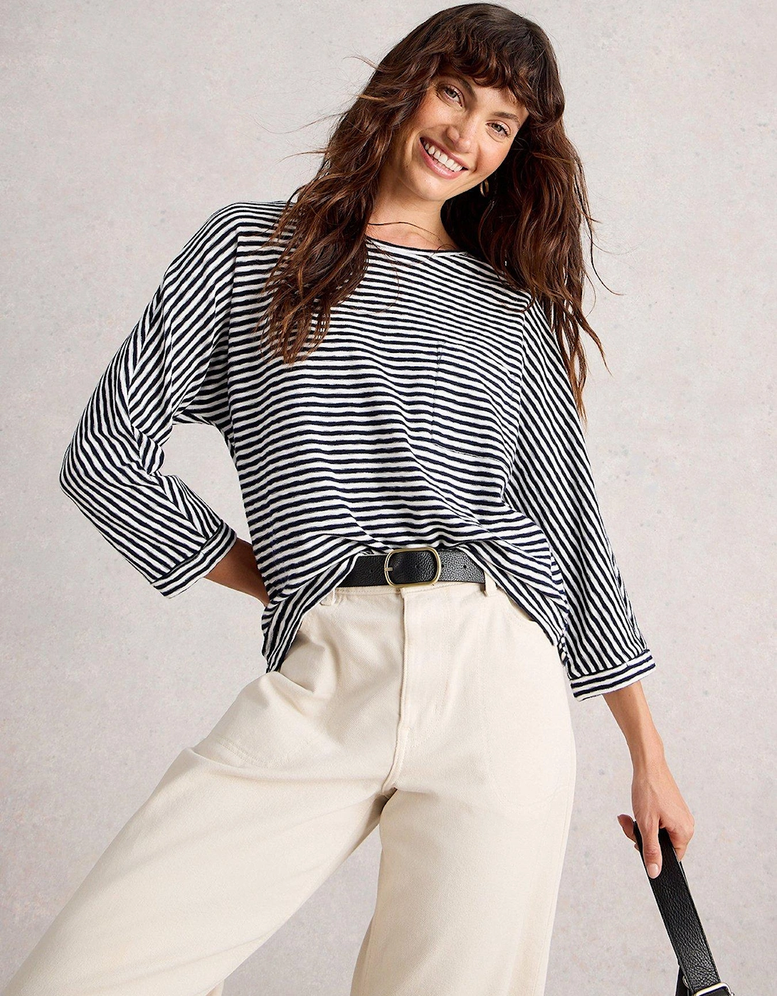 Demi Dolman Stripe Top - Navy, 2 of 1