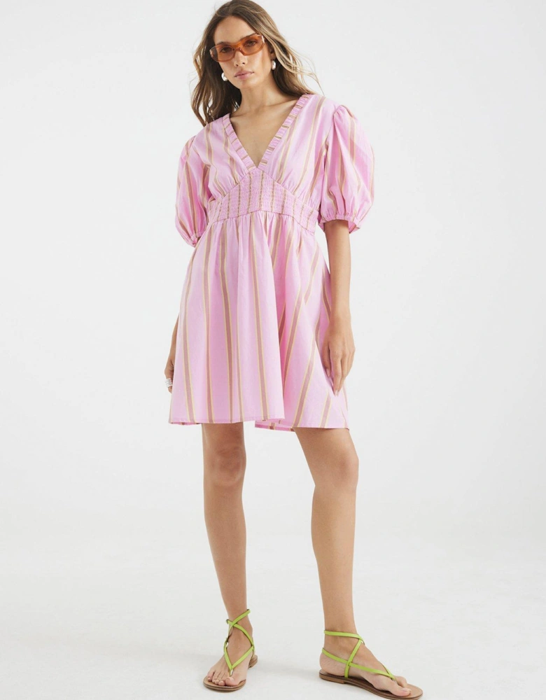 Stripe Mini Dress - Medium Pink