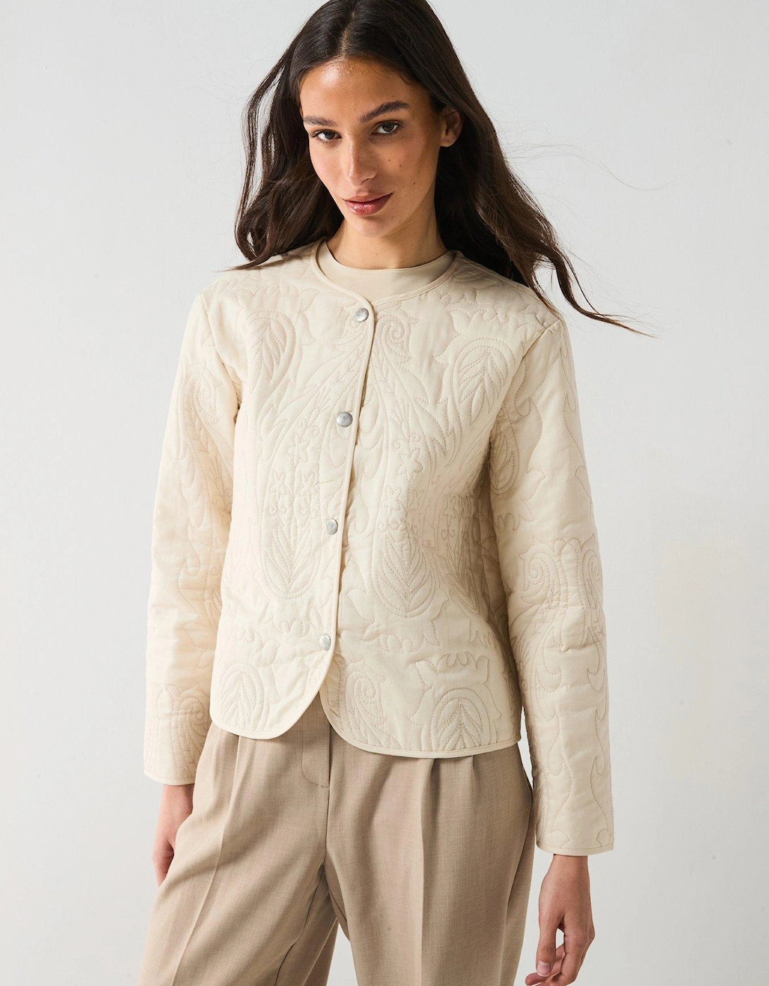 Quilted Shacket - Cream, 2 of 1