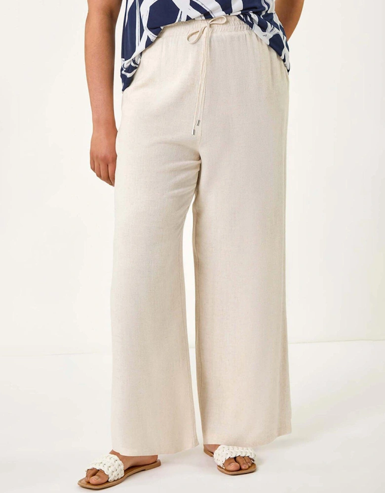 Curve Linen Mix Trousers - White