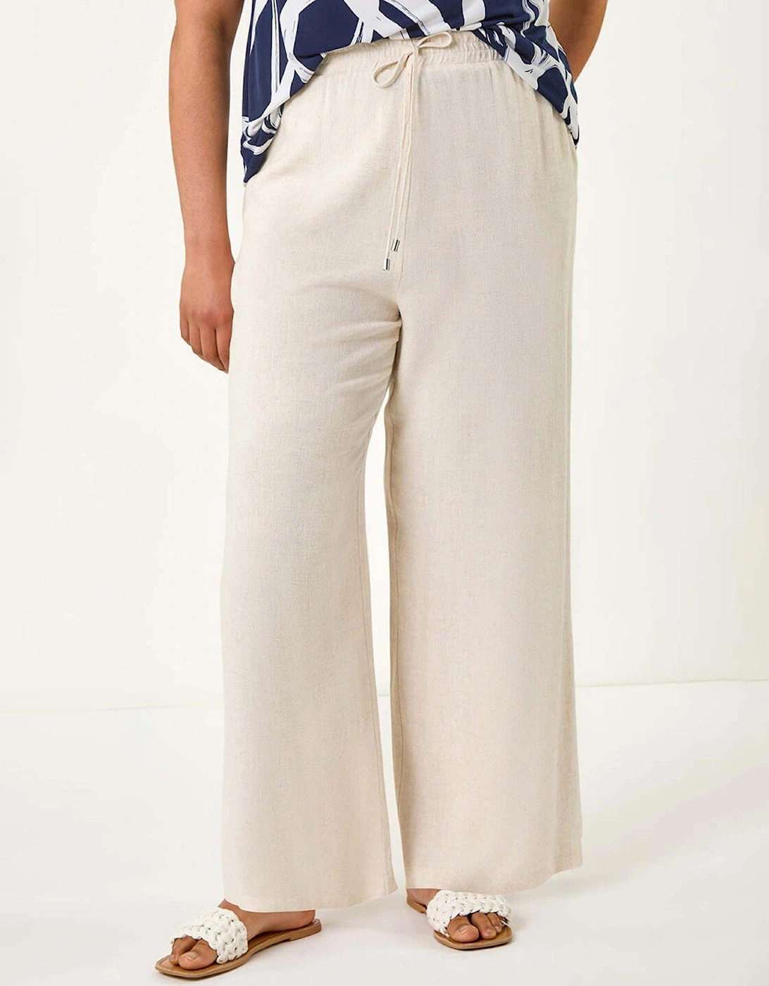 Curve Linen Mix Trousers - White, 2 of 1