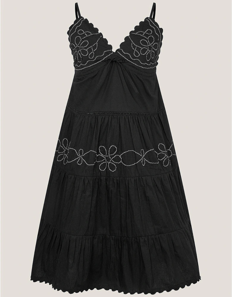 Girls Storm Embroidered Dress - Black