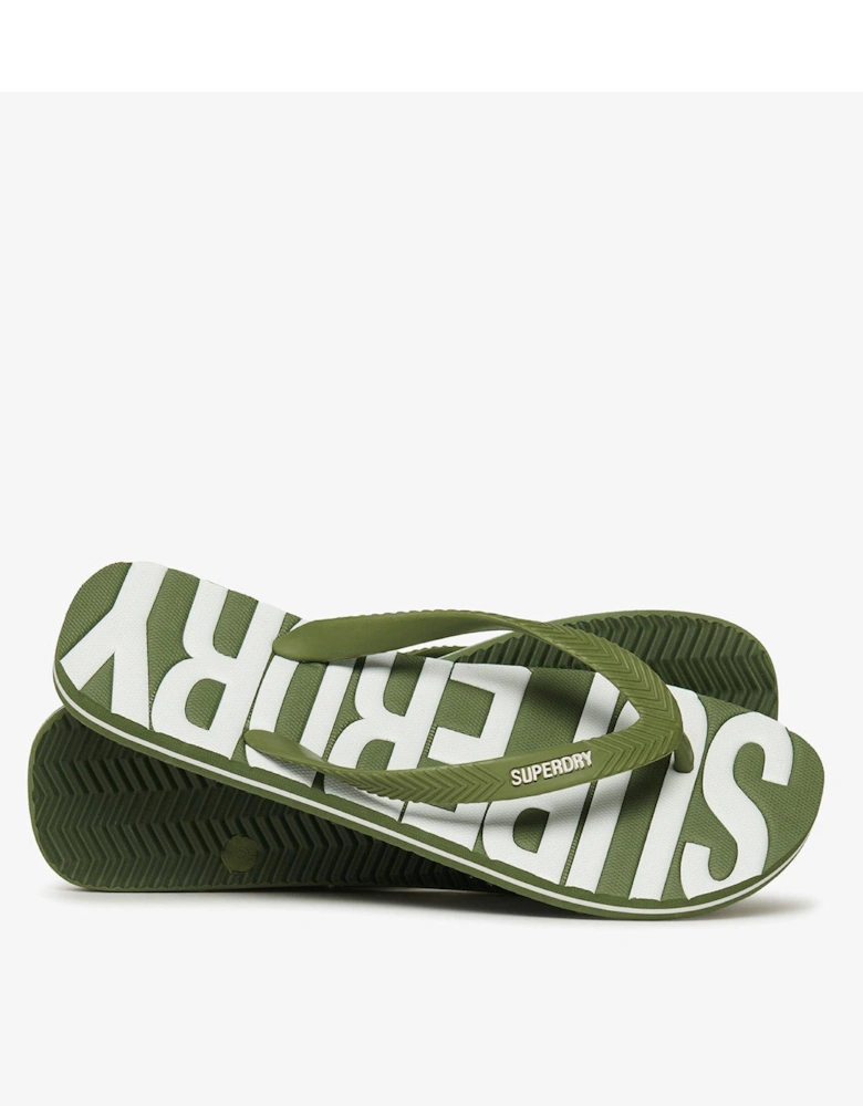 Core Logo Flip Flops - Green