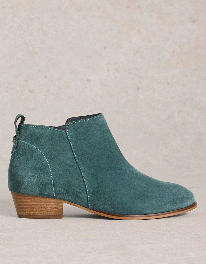 Wide Fit Suede Ankle Boot - Blue