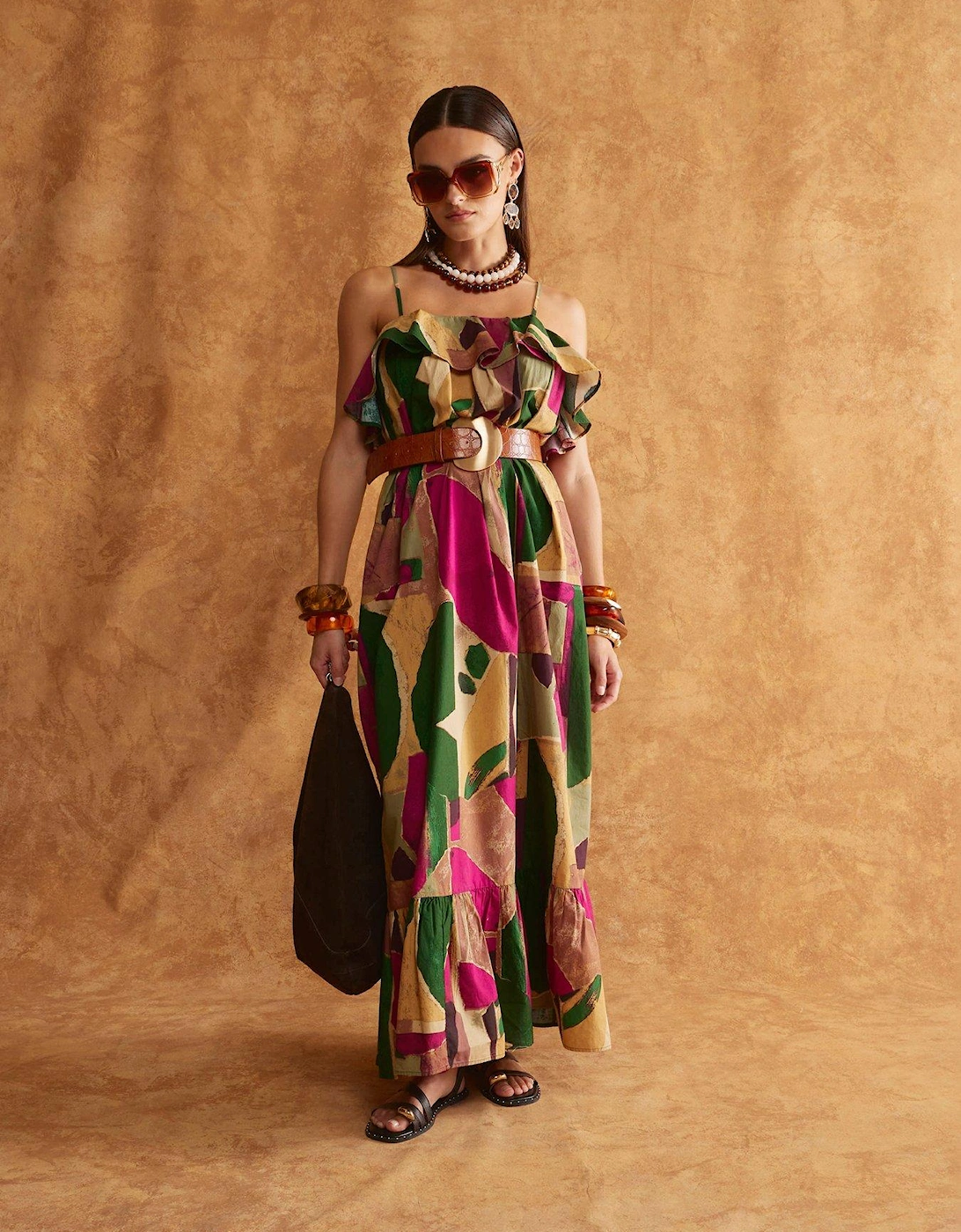 A Line Ruffle Maxi Dress - Purple, 2 of 1