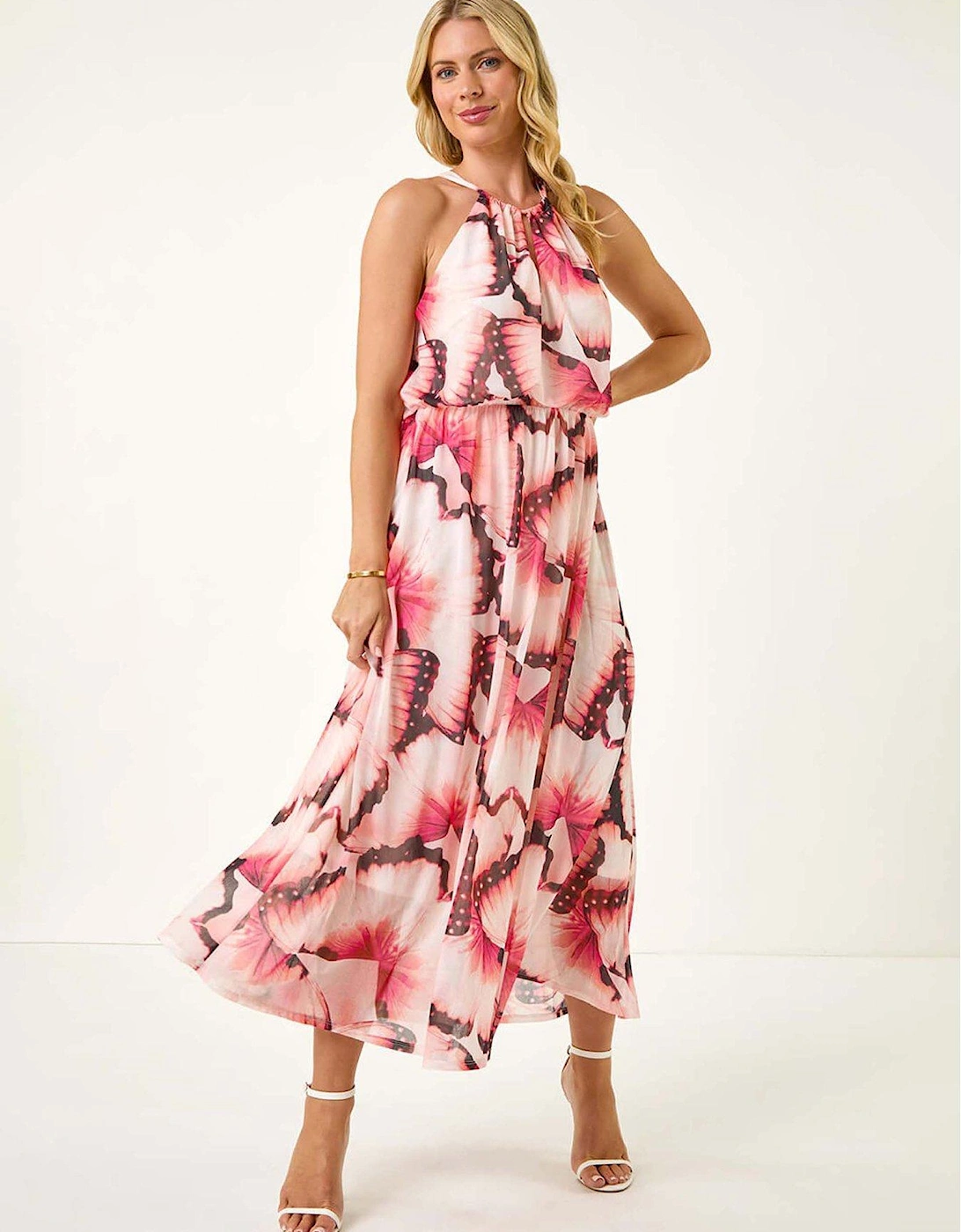 Petite Butterfly Halterneck Dress - Pink, 2 of 1