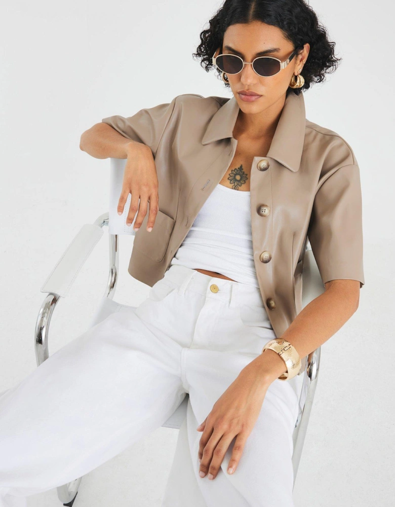 Pu Button Through Shirt