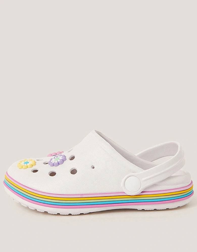 Girls Flower Stripe Clog - Light Cream