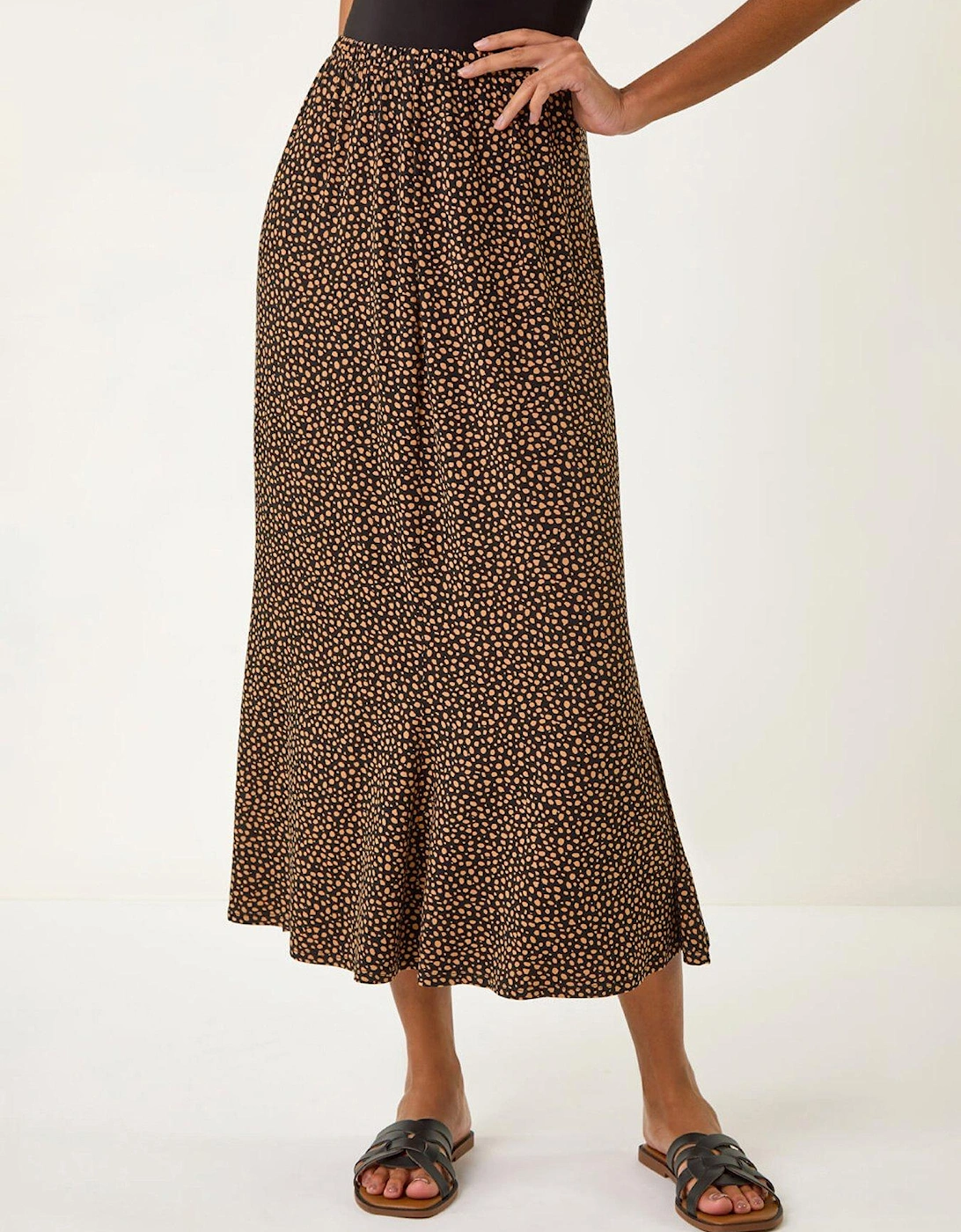Spot Print Midi Skirt - Black, 2 of 1