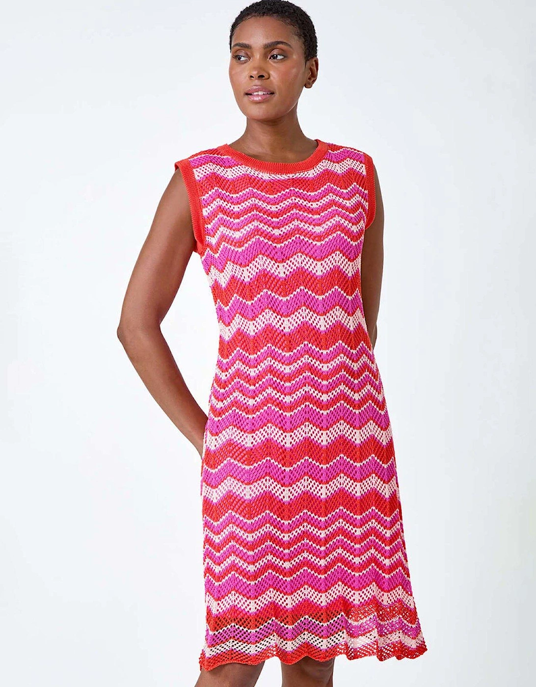 Zig Zag Print Knitted Shift Dress, 2 of 1