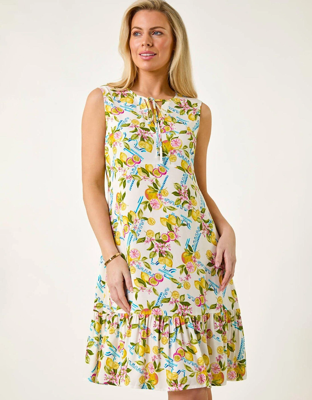 Petite Lemon Frill Hem Dress - Ivory, 2 of 1