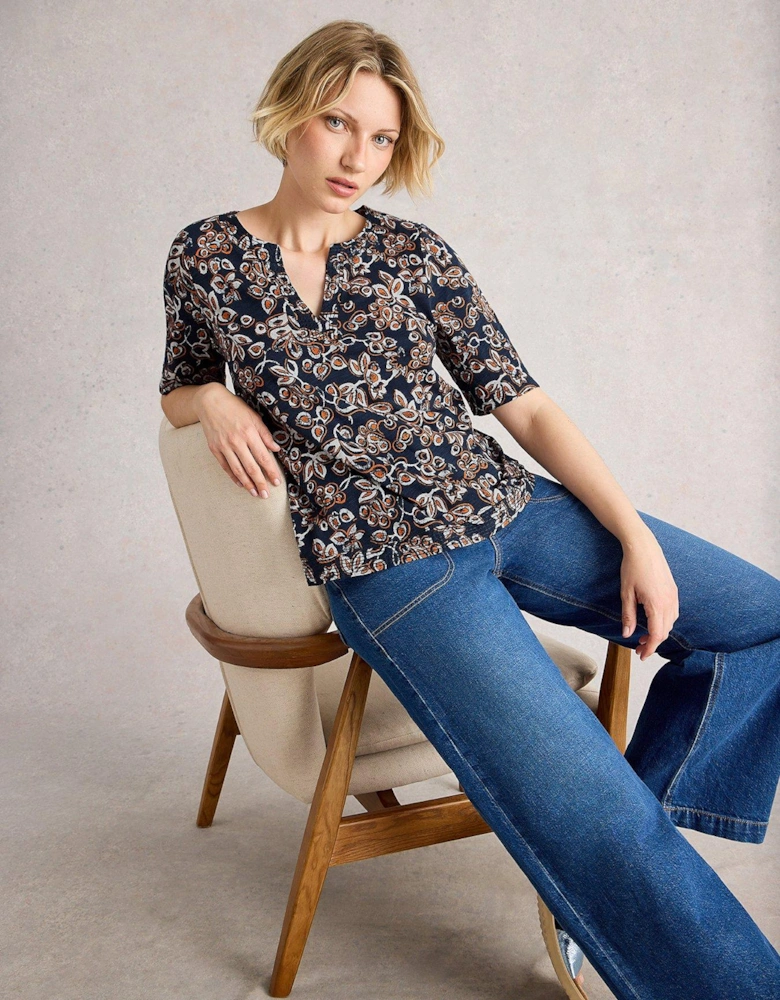 Weaver Notch Neck Tee - Navy