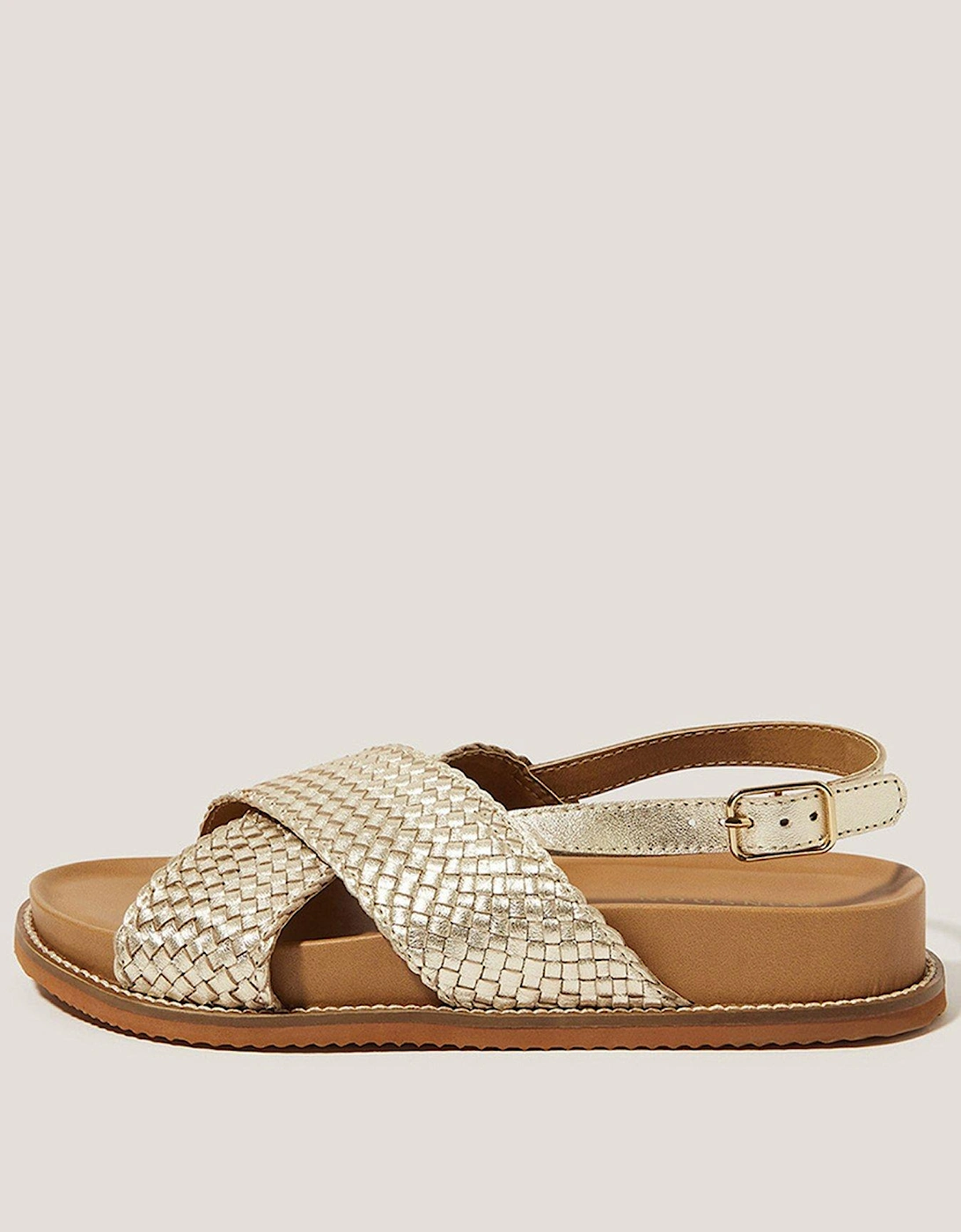 Bree Braided Leather Crossover Sandals Gold, 2 of 1