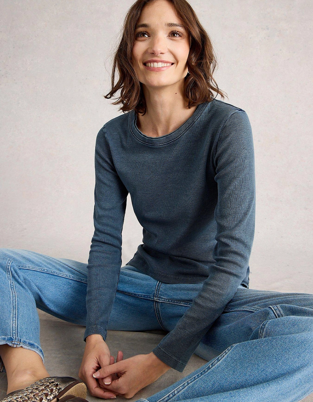 Sadie Long Sleeve Rib Tee - Blue, 2 of 1