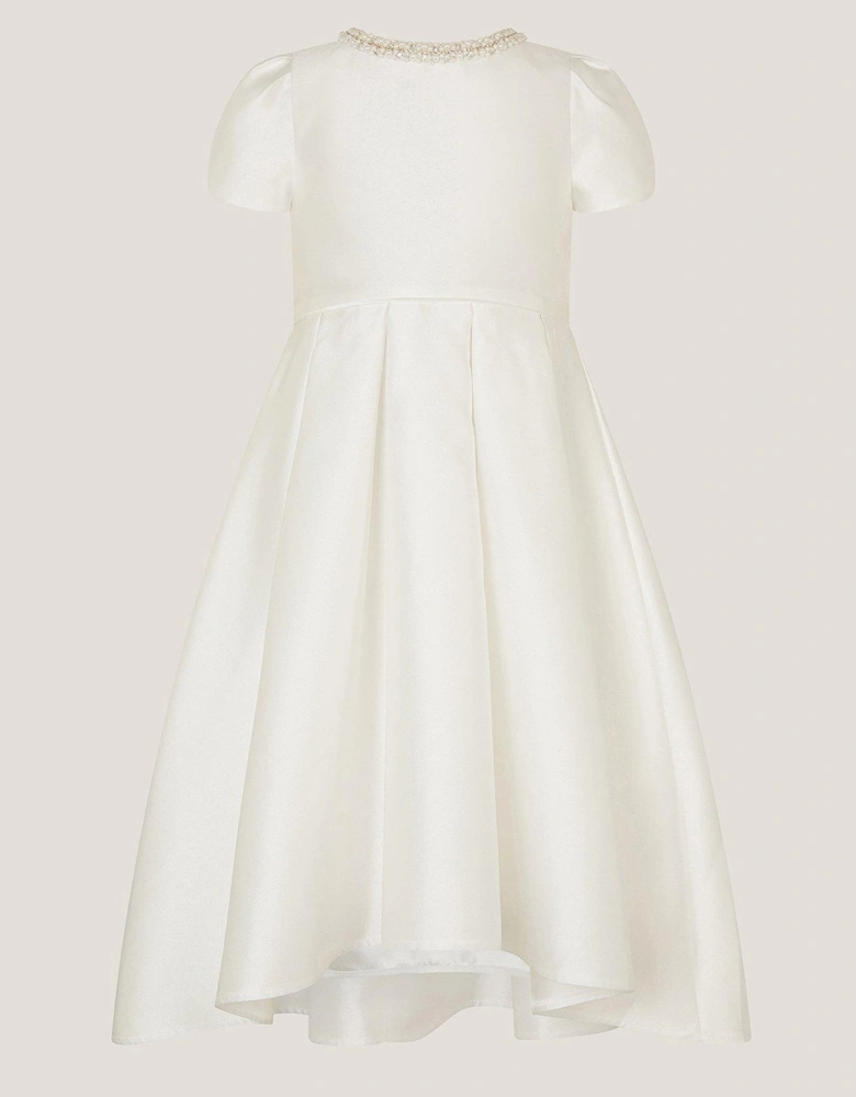 Girls Isabella Pearl Neckline Dress - Light Cream