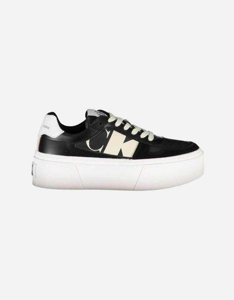 Lace-Up Sports Shoe with Platform and Logo Women - Black Sneakers