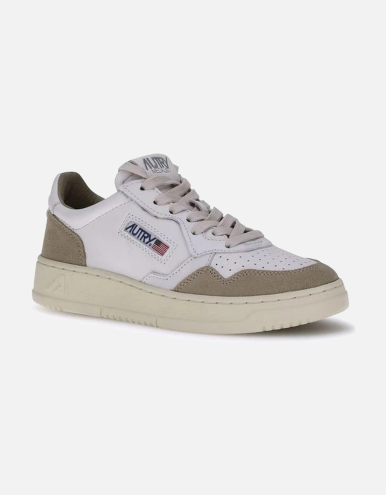 Leather Medalist Low Sneakers with Logo Details Women - White