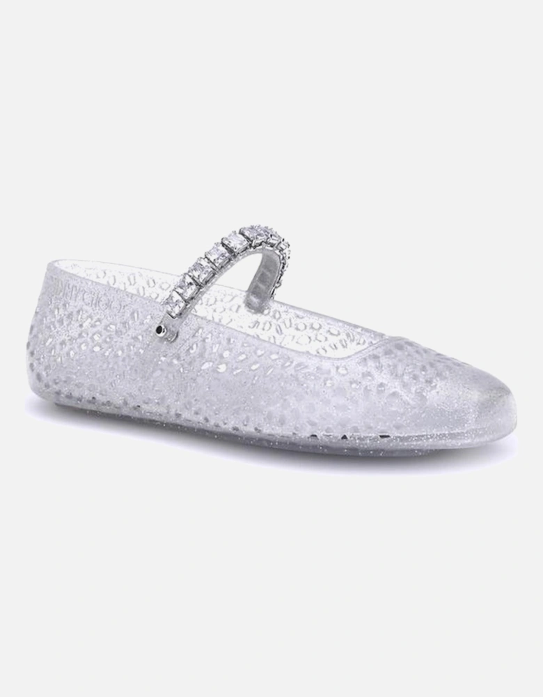 Jelly Ballerinas with Crystal Embellished Straps Women - White Shoes